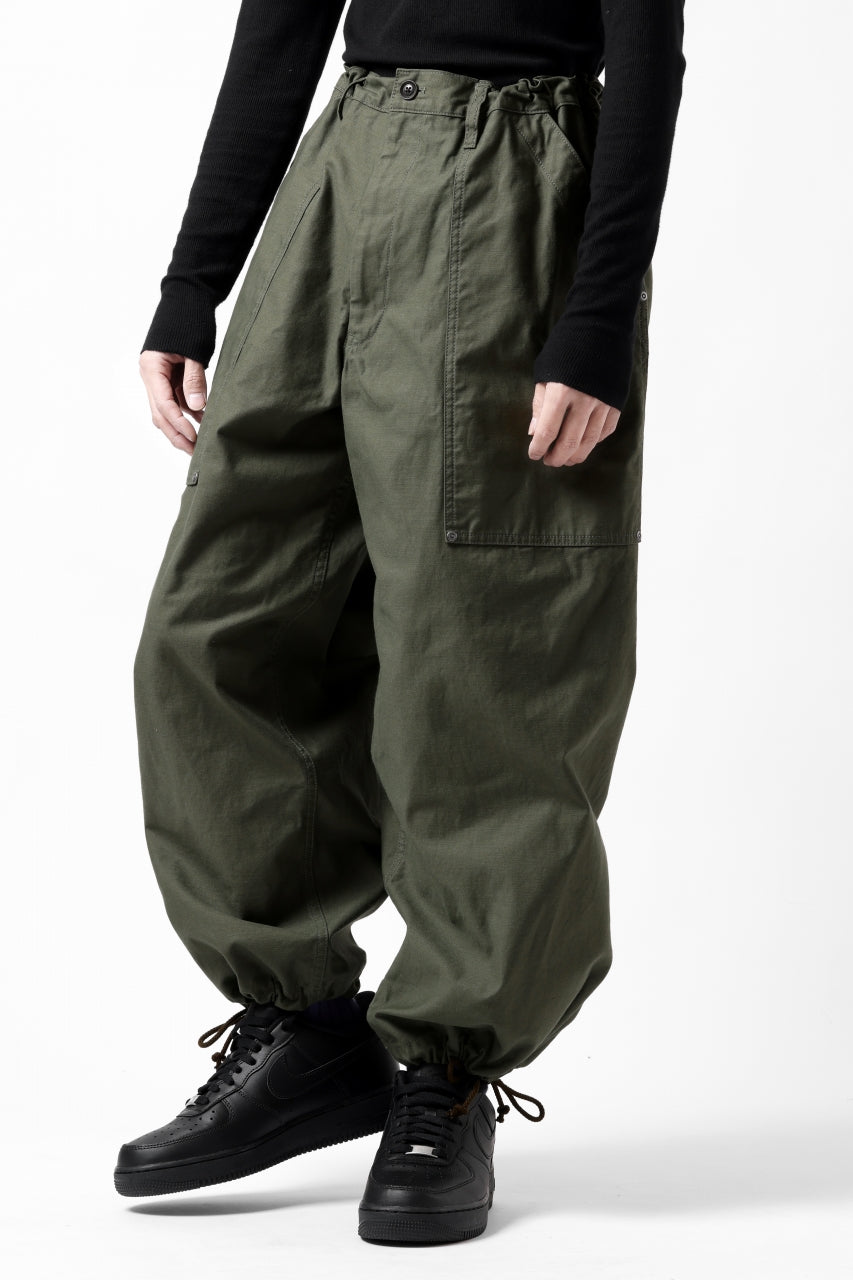 画像をギャラリービューアに読み込む, Y&#39;s WIDE STRAIGHT PANTS WORKER-DETAIL / BACK SATIN VULCANIZATION COTTON (KHAKI)