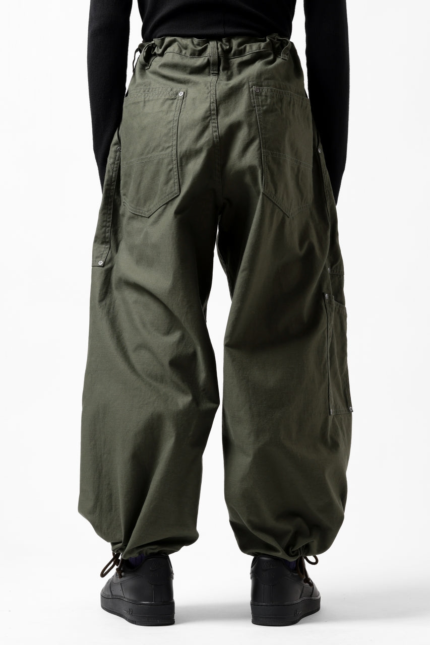 画像をギャラリービューアに読み込む, Y's WIDE STRAIGHT PANTS WORKER-DETAIL / BACK SATIN VULCANIZATION COTTON (KHAKI)