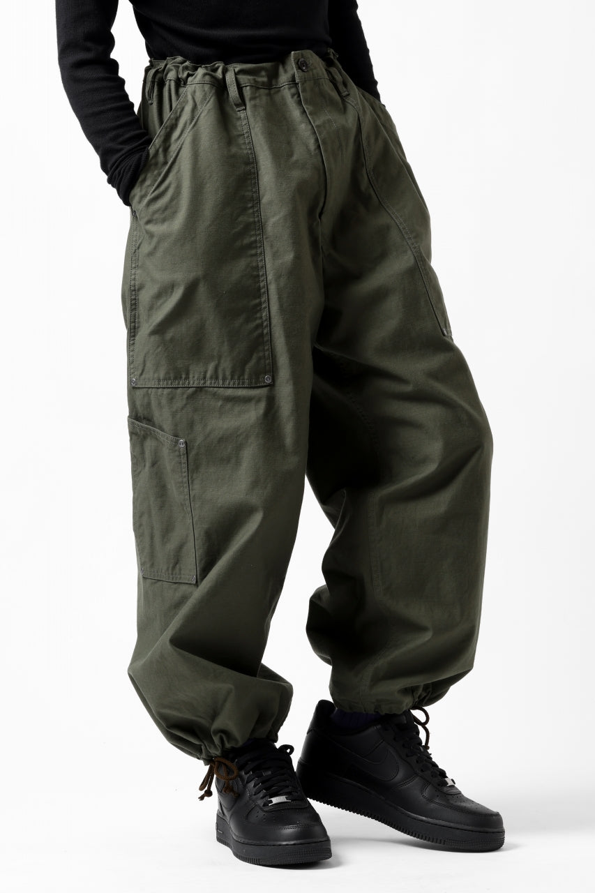 画像をギャラリービューアに読み込む, Y&#39;s WIDE STRAIGHT PANTS WORKER-DETAIL / BACK SATIN VULCANIZATION COTTON (KHAKI)