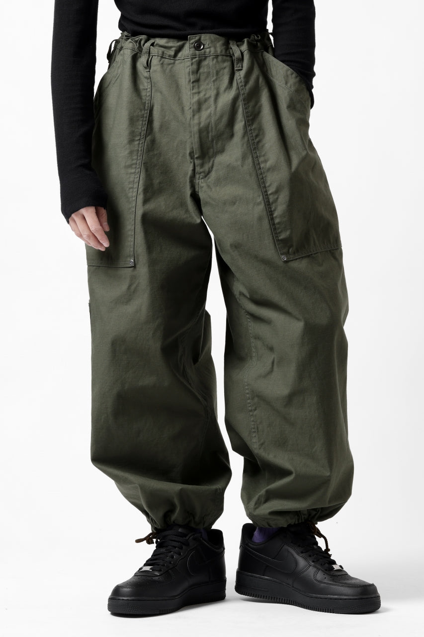 画像をギャラリービューアに読み込む, Y's WIDE STRAIGHT PANTS WORKER-DETAIL / BACK SATIN VULCANIZATION COTTON (KHAKI)