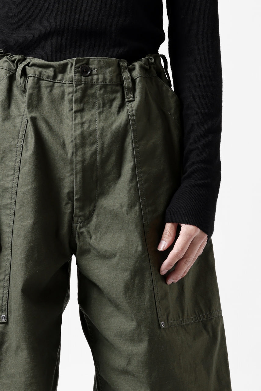 画像をギャラリービューアに読み込む, Y's WIDE STRAIGHT PANTS WORKER-DETAIL / BACK SATIN VULCANIZATION COTTON (KHAKI)