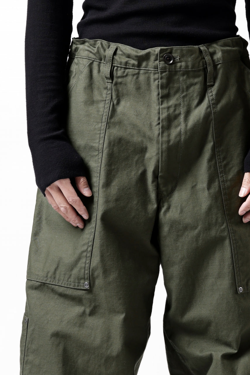画像をギャラリービューアに読み込む, Y's WIDE STRAIGHT PANTS WORKER-DETAIL / BACK SATIN VULCANIZATION COTTON (KHAKI)