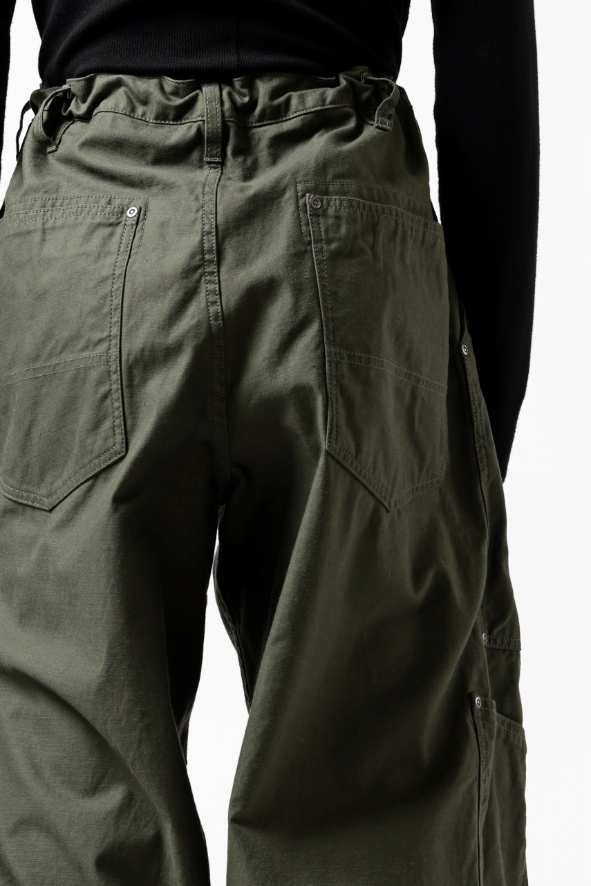 画像をギャラリービューアに読み込む, Y's WIDE STRAIGHT PANTS WORKER-DETAIL / BACK SATIN VULCANIZATION COTTON (KHAKI)