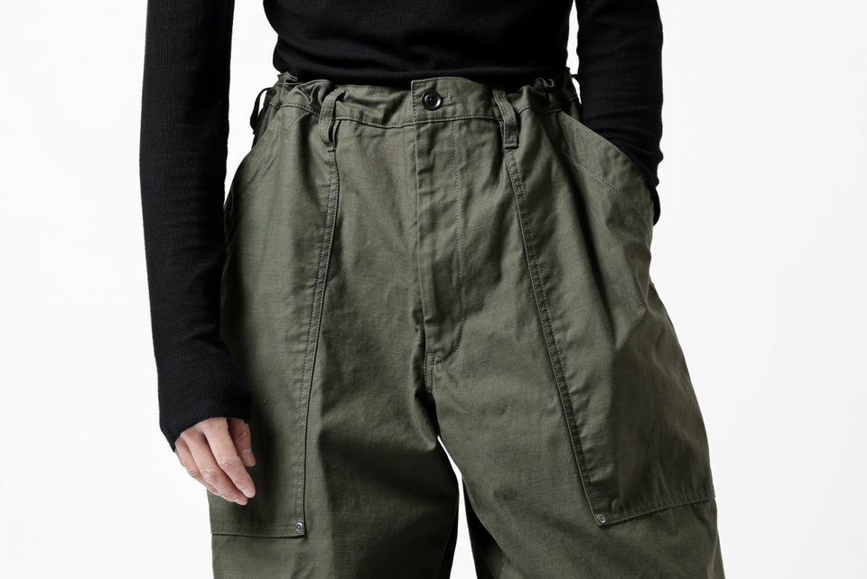 画像をギャラリービューアに読み込む, Y's WIDE STRAIGHT PANTS WORKER-DETAIL / BACK SATIN VULCANIZATION COTTON (KHAKI)