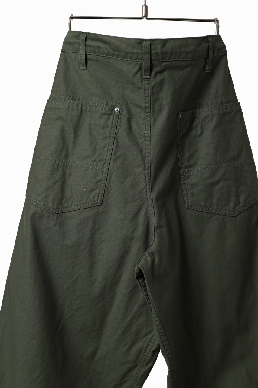 画像をギャラリービューアに読み込む, Y's WIDE STRAIGHT PANTS WORKER-DETAIL / BACK SATIN VULCANIZATION COTTON (KHAKI)