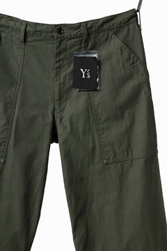 画像をギャラリービューアに読み込む, Y's WIDE STRAIGHT PANTS WORKER-DETAIL / BACK SATIN VULCANIZATION COTTON (KHAKI)
