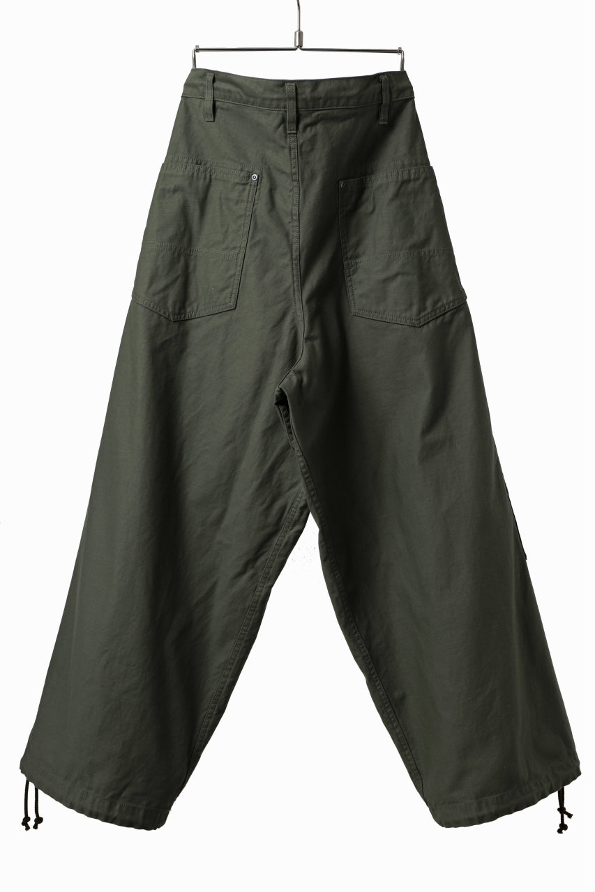 画像をギャラリービューアに読み込む, Y's WIDE STRAIGHT PANTS WORKER-DETAIL / BACK SATIN VULCANIZATION COTTON (KHAKI)