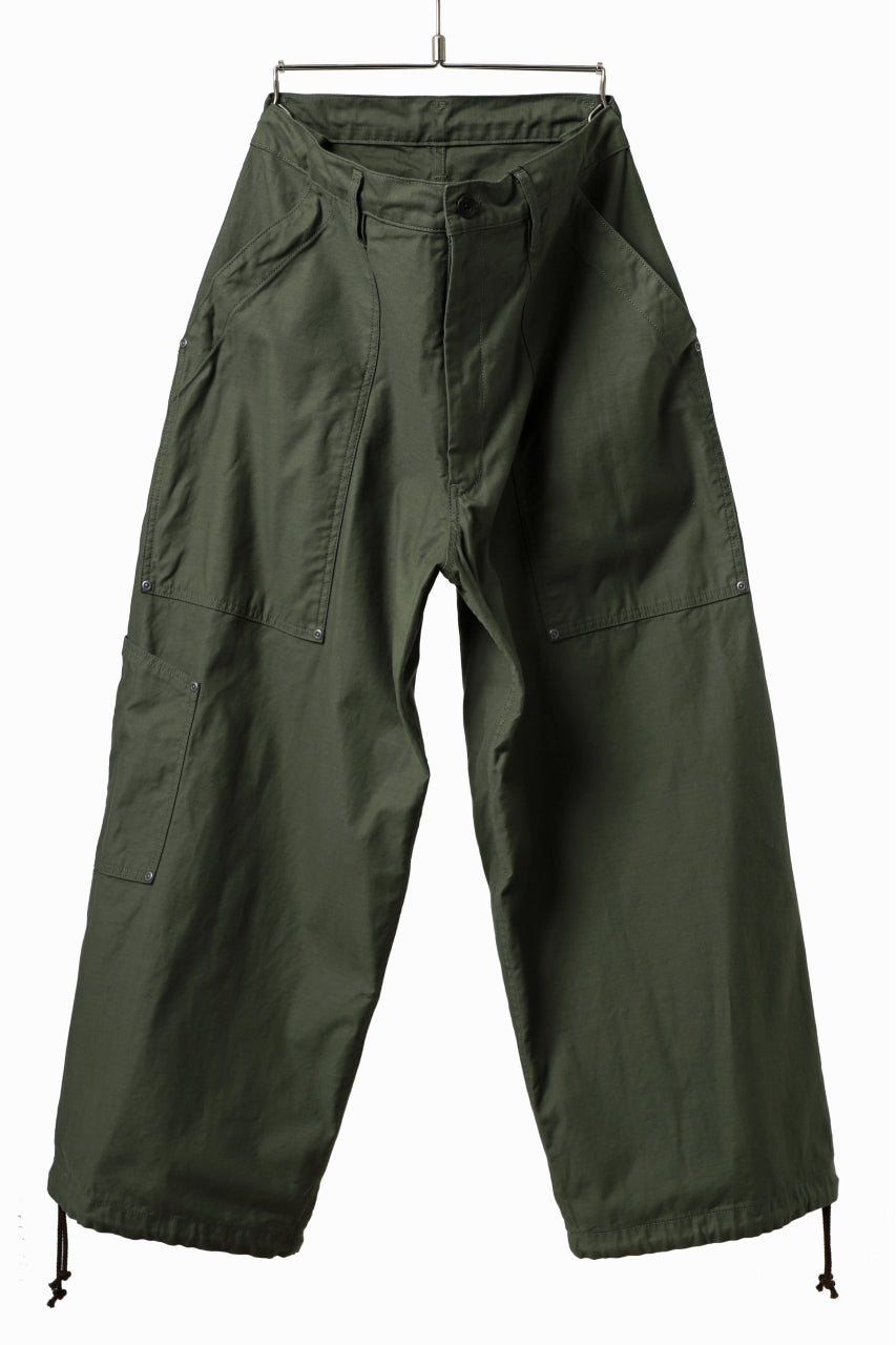 画像をギャラリービューアに読み込む, Y's WIDE STRAIGHT PANTS WORKER-DETAIL / BACK SATIN VULCANIZATION COTTON (KHAKI)