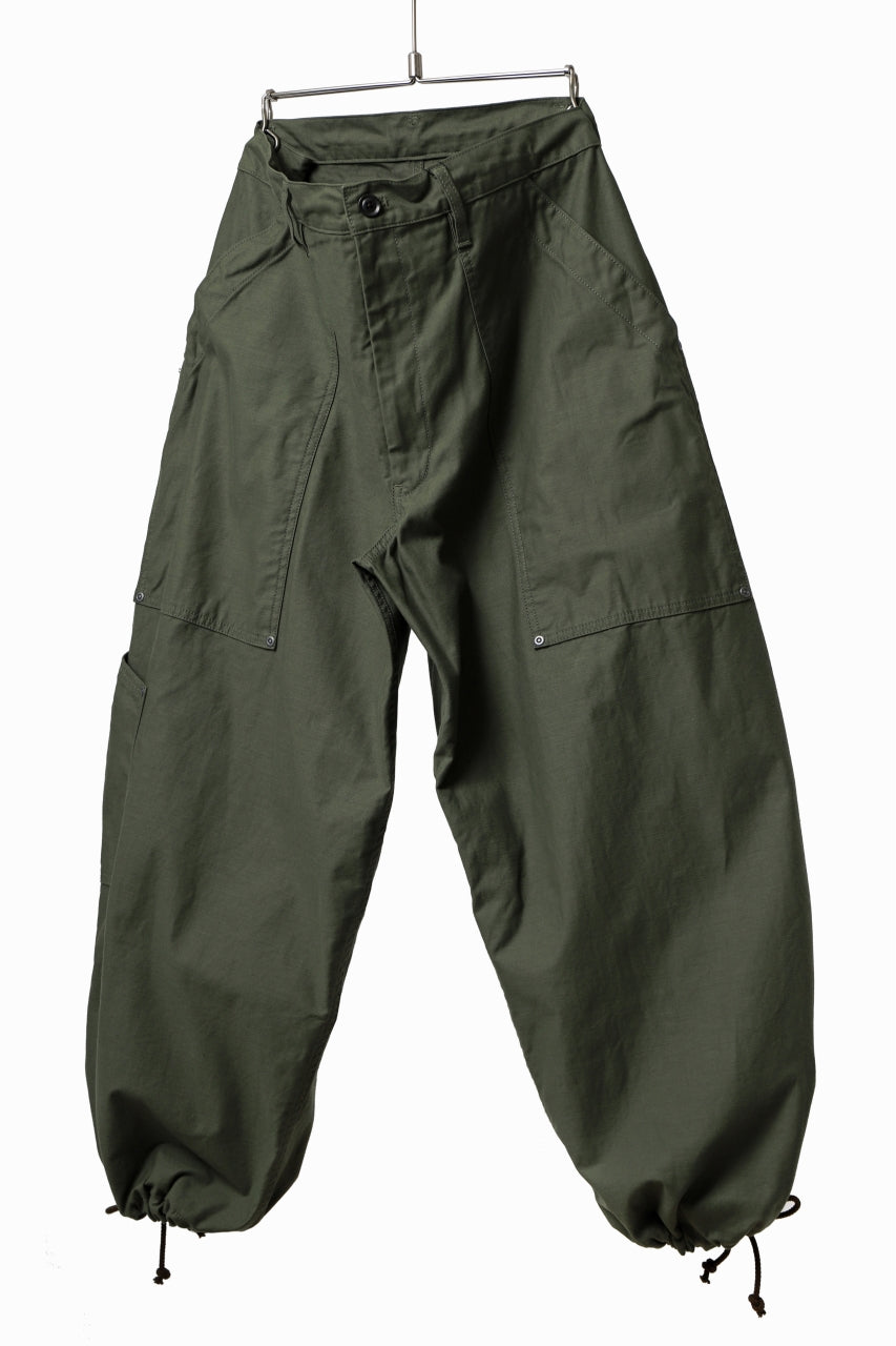 画像をギャラリービューアに読み込む, Y's WIDE STRAIGHT PANTS WORKER-DETAIL / BACK SATIN VULCANIZATION COTTON (KHAKI)