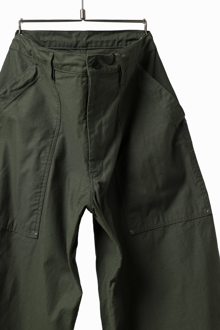 画像をギャラリービューアに読み込む, Y's WIDE STRAIGHT PANTS WORKER-DETAIL / BACK SATIN VULCANIZATION COTTON (KHAKI)