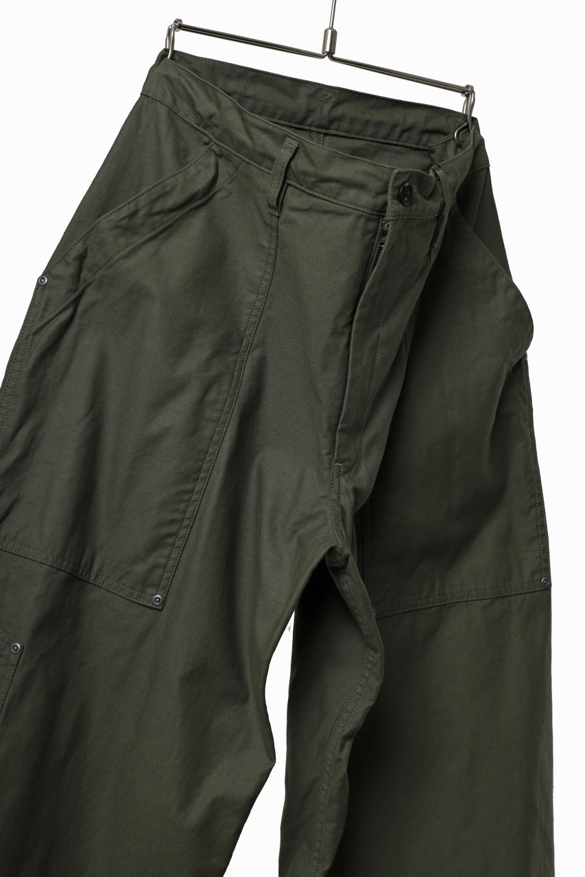 画像をギャラリービューアに読み込む, Y&#39;s WIDE STRAIGHT PANTS WORKER-DETAIL / BACK SATIN VULCANIZATION COTTON (KHAKI)