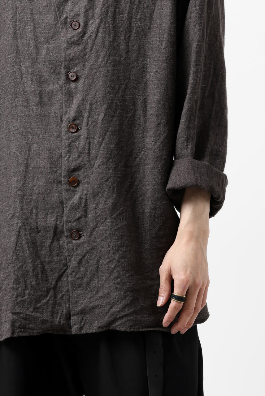 画像をギャラリービューアに読み込む, YUTA MATSUOKA exclusive round neck shirt / brushed linen canvas (brown)