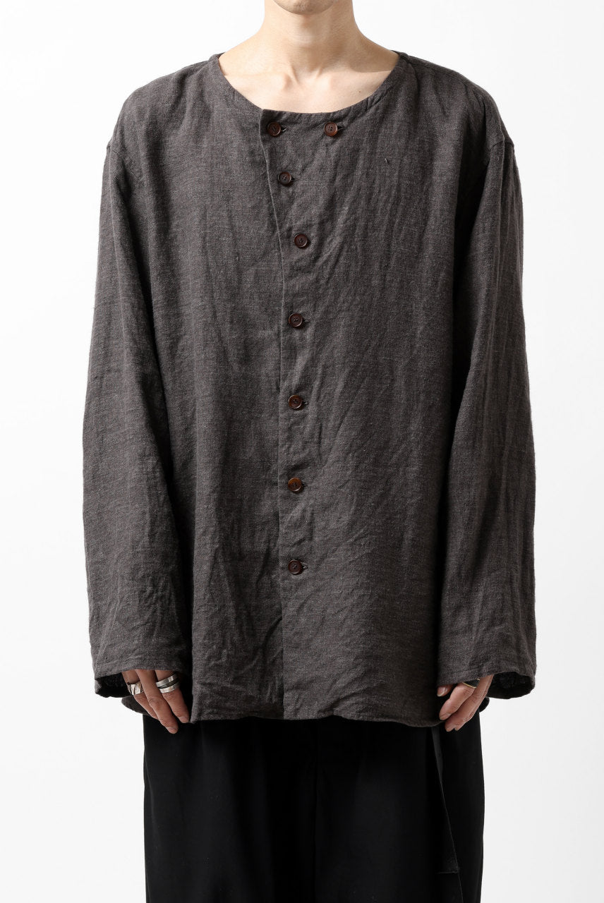 画像をギャラリービューアに読み込む, YUTA MATSUOKA exclusive round neck shirt / brushed linen canvas (brown)