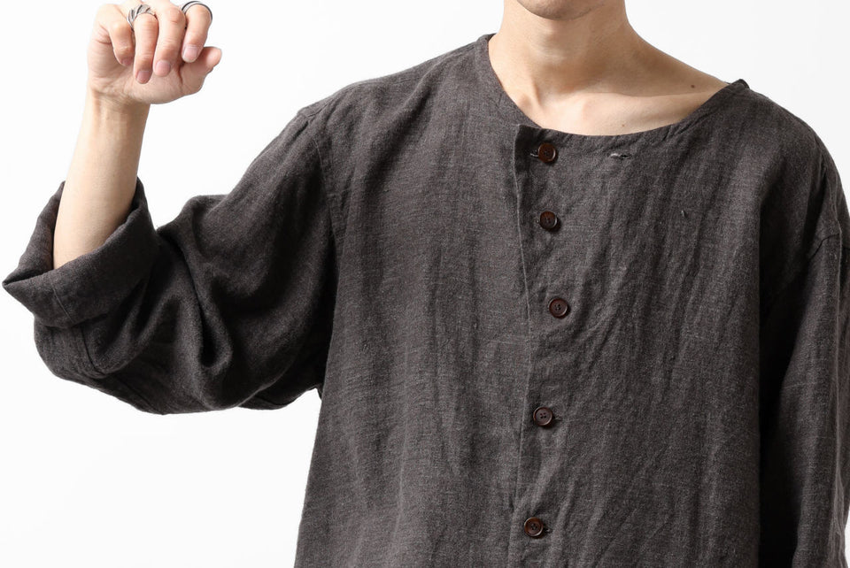画像をギャラリービューアに読み込む, YUTA MATSUOKA exclusive round neck shirt / brushed linen canvas (brown)