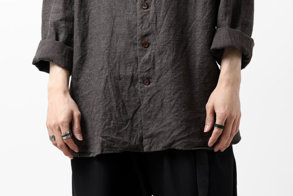 画像をギャラリービューアに読み込む, YUTA MATSUOKA exclusive round neck shirt / brushed linen canvas (brown)