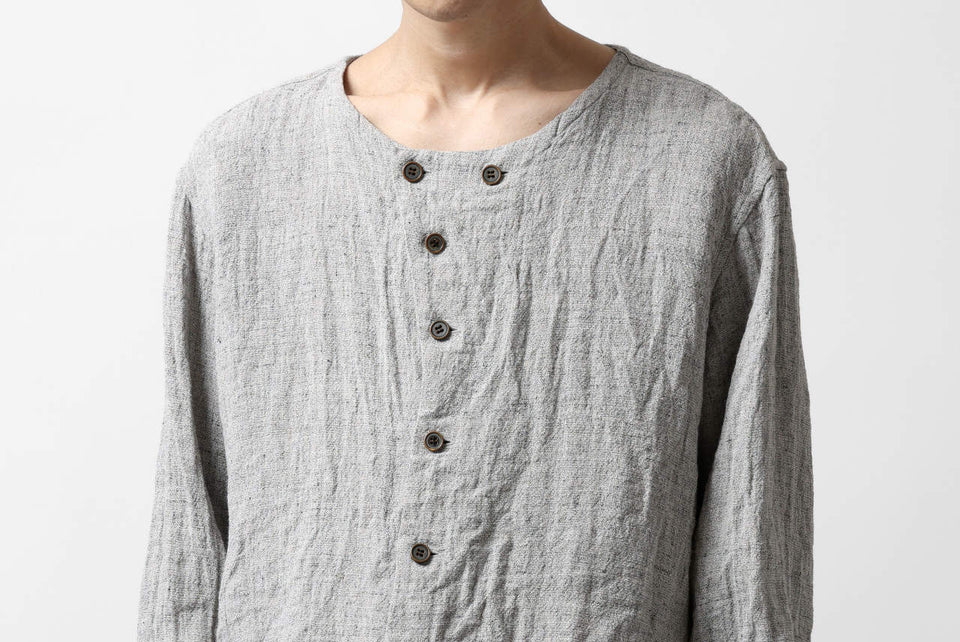 画像をギャラリービューアに読み込む, YUTA MATSUOKA round neck shirt / dead stock slab linen (light grey)