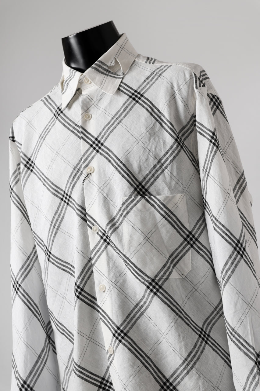 画像をギャラリービューアに読み込む, Y's BANG ON! No.143 HOLLOW COLLAR SHIRT / DIAGONAL PLAID (OFF WHITE)