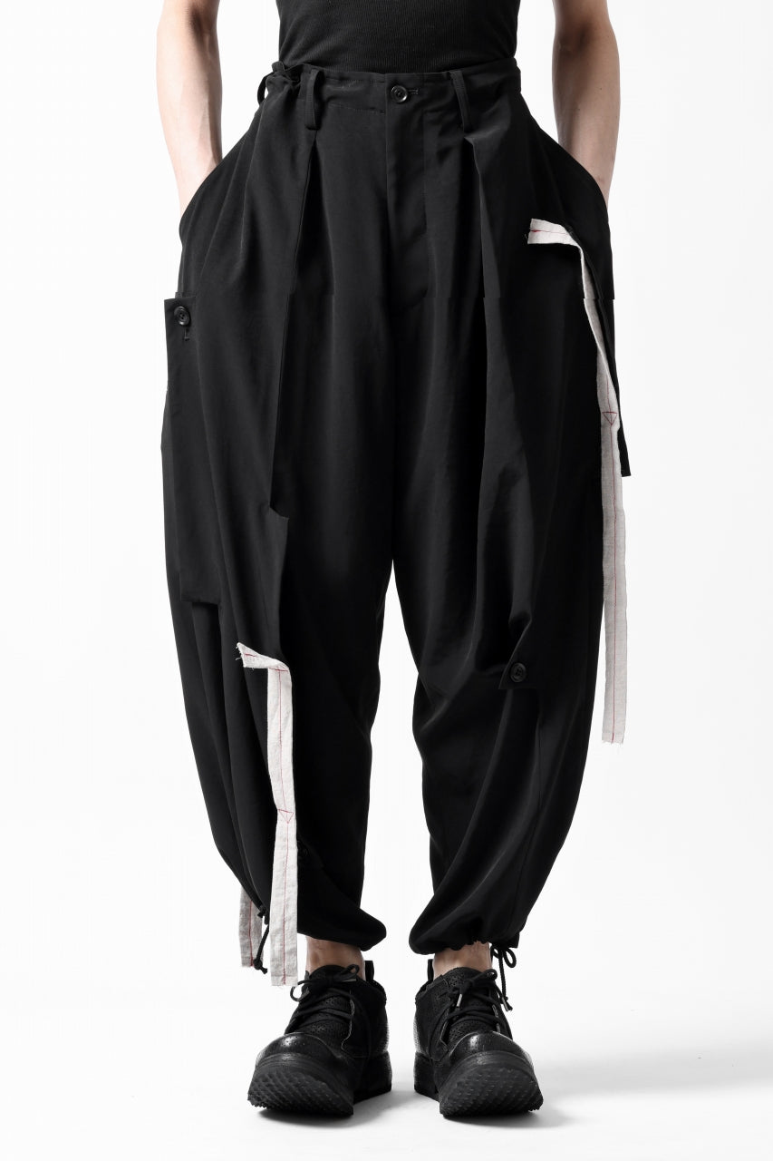 Load image into Gallery viewer, Y's BANG ON! No.125 ANCIENT TRIBE TAPE-STITCH FLUTTER PANTS (BLACK)