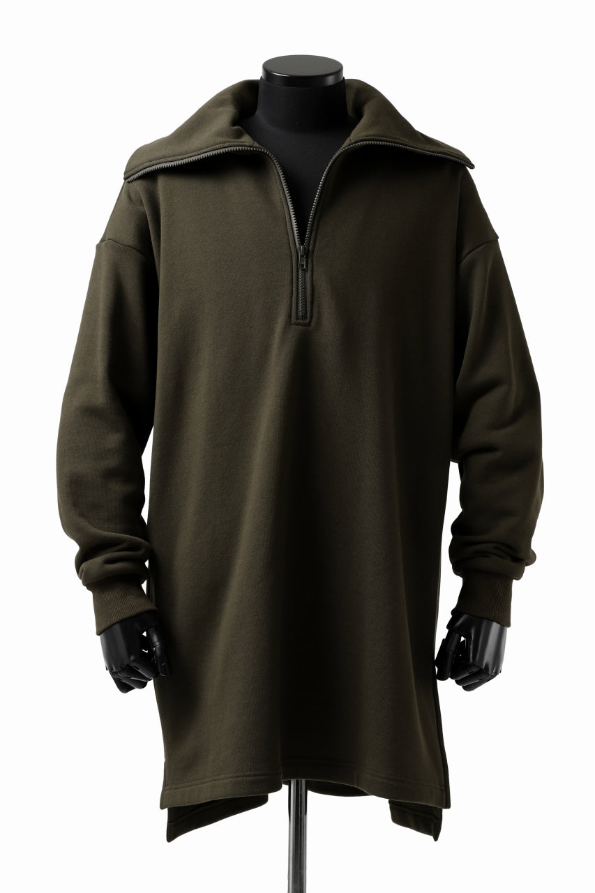 画像をギャラリービューアに読み込む, Y's HIGH-COLLAR HALF ZIP SWEAT SHIRT (KHAKI)