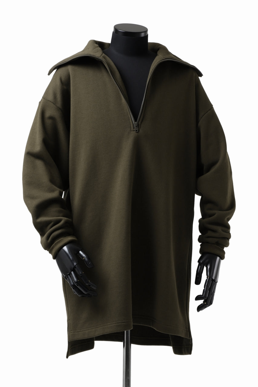 画像をギャラリービューアに読み込む, Y's HIGH-COLLAR HALF ZIP SWEAT SHIRT (KHAKI)