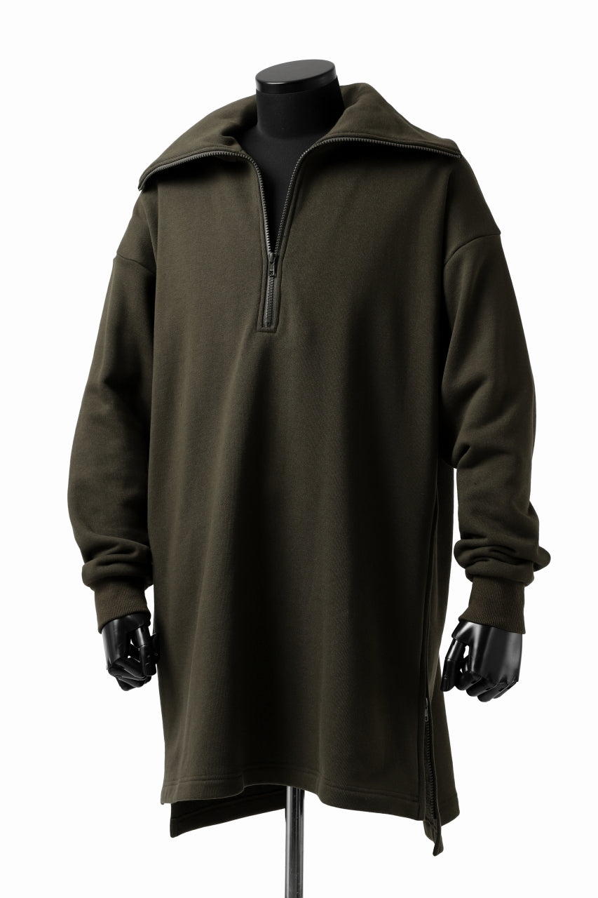 画像をギャラリービューアに読み込む, Y's HIGH-COLLAR HALF ZIP SWEAT SHIRT (KHAKI)