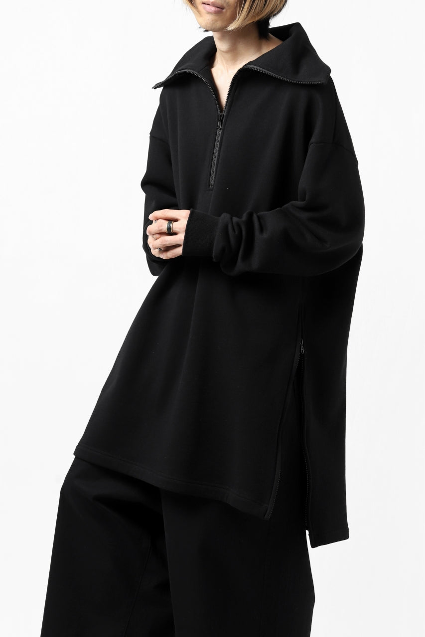 画像をギャラリービューアに読み込む, Y's HIGH-COLLAR HALF ZIP SWEAT SHIRT (BLACK)