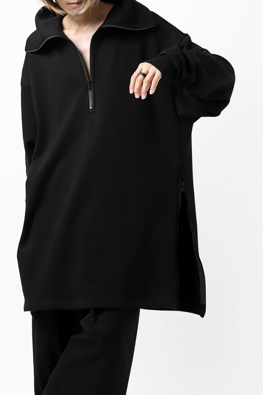 画像をギャラリービューアに読み込む, Y's HIGH-COLLAR HALF ZIP SWEAT SHIRT (BLACK)