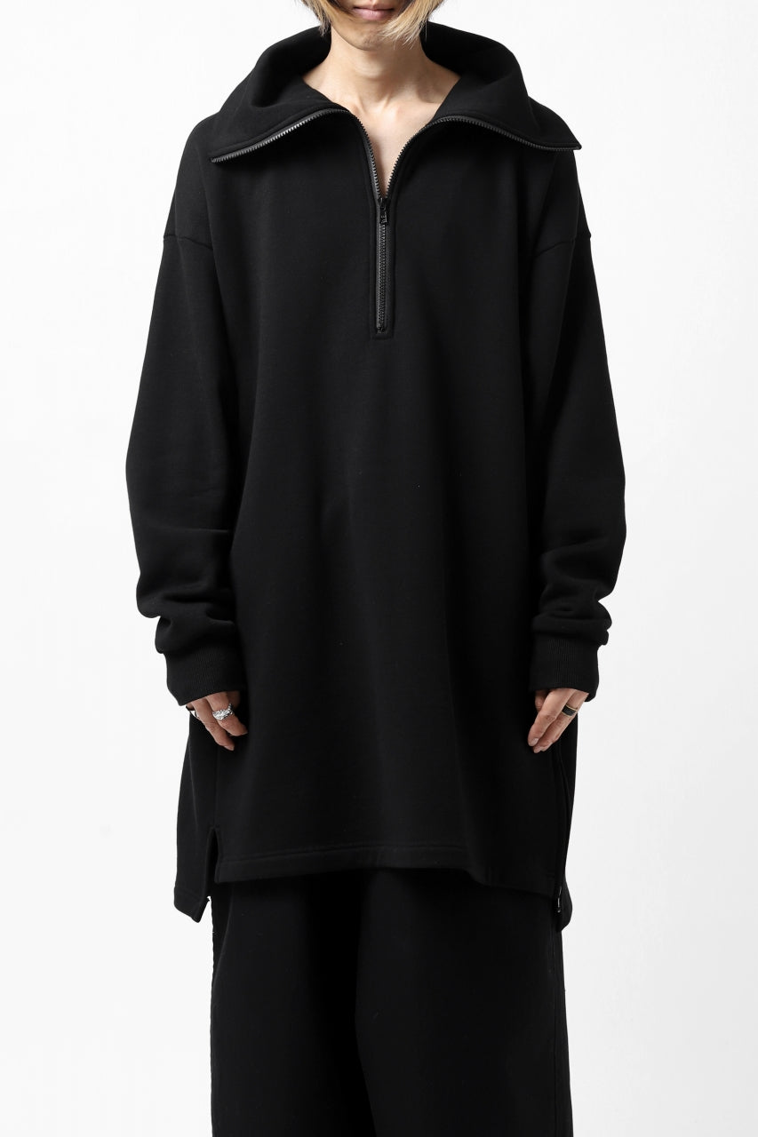 画像をギャラリービューアに読み込む, Y's HIGH-COLLAR HALF ZIP SWEAT SHIRT (BLACK)