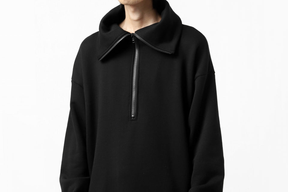 画像をギャラリービューアに読み込む, Y's HIGH-COLLAR HALF ZIP SWEAT SHIRT (BLACK)