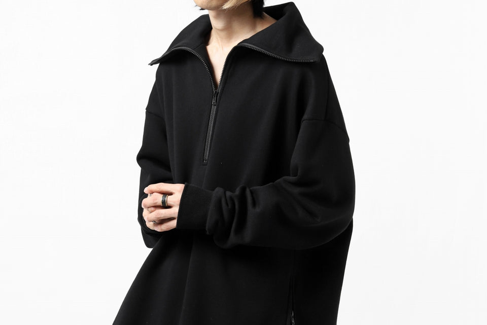 画像をギャラリービューアに読み込む, Y's HIGH-COLLAR HALF ZIP SWEAT SHIRT (BLACK)