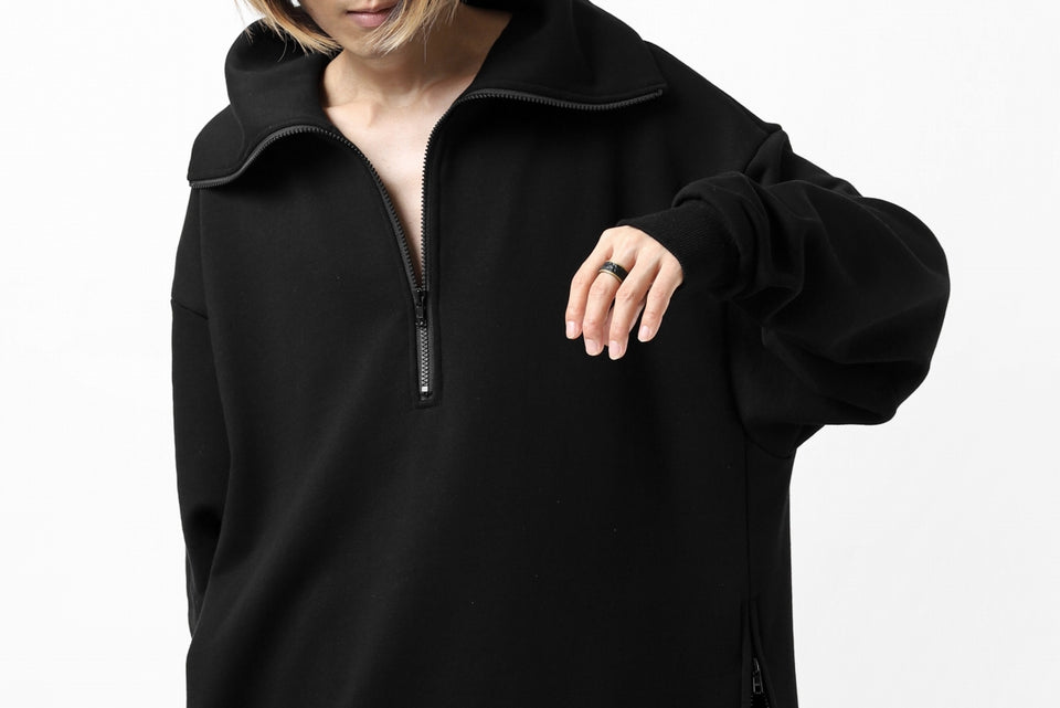 画像をギャラリービューアに読み込む, Y's HIGH-COLLAR HALF ZIP SWEAT SHIRT (BLACK)