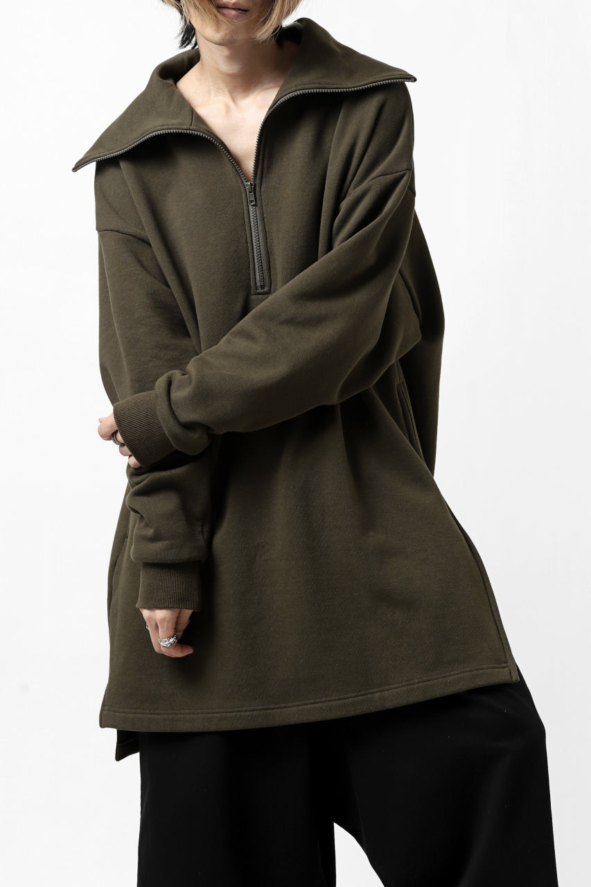 画像をギャラリービューアに読み込む, Y's HIGH-COLLAR HALF ZIP SWEAT SHIRT (KHAKI)