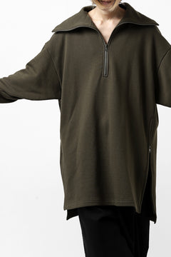 画像をギャラリービューアに読み込む, Y's HIGH-COLLAR HALF ZIP SWEAT SHIRT (KHAKI)