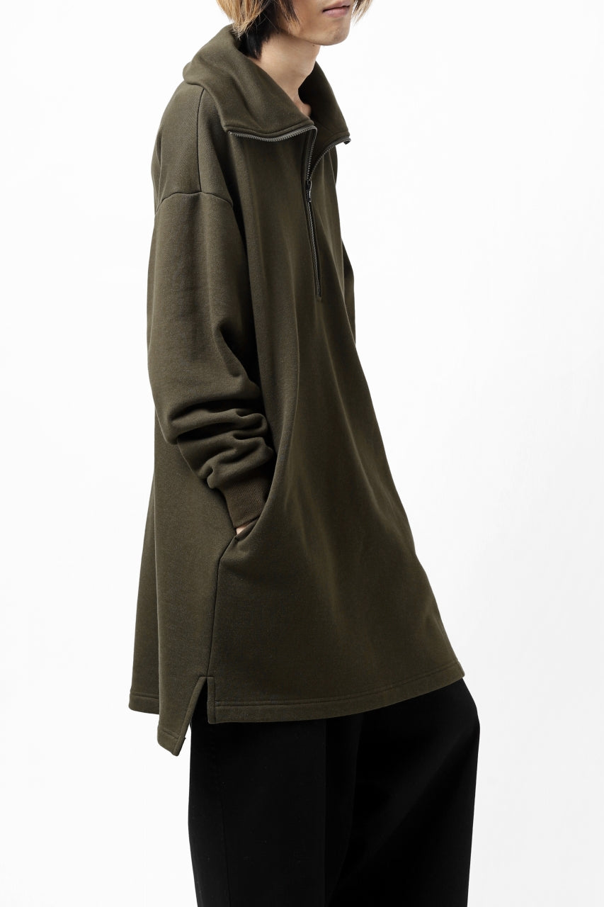 画像をギャラリービューアに読み込む, Y's HIGH-COLLAR HALF ZIP SWEAT SHIRT (KHAKI)