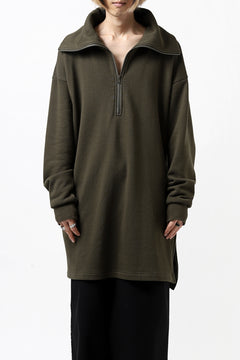 画像をギャラリービューアに読み込む, Y's HIGH-COLLAR HALF ZIP SWEAT SHIRT (KHAKI)
