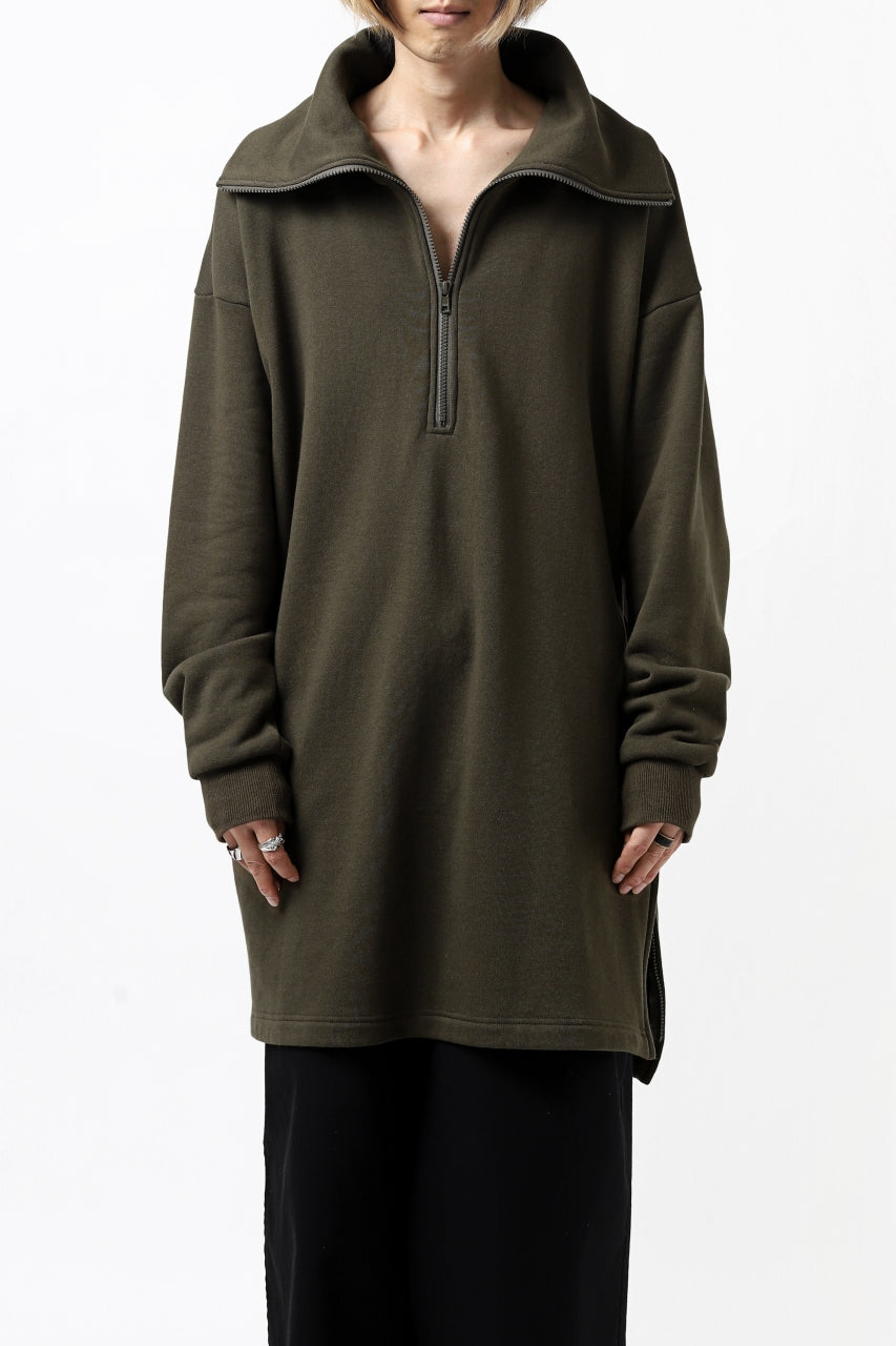 画像をギャラリービューアに読み込む, Y's HIGH-COLLAR HALF ZIP SWEAT SHIRT (KHAKI)