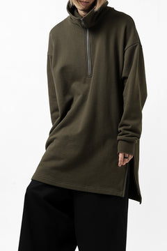 画像をギャラリービューアに読み込む, Y's HIGH-COLLAR HALF ZIP SWEAT SHIRT (KHAKI)