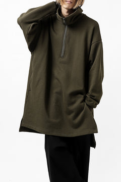 画像をギャラリービューアに読み込む, Y's HIGH-COLLAR HALF ZIP SWEAT SHIRT (KHAKI)