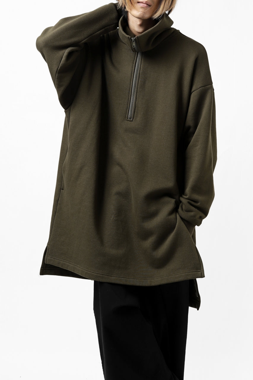 画像をギャラリービューアに読み込む, Y's HIGH-COLLAR HALF ZIP SWEAT SHIRT (KHAKI)