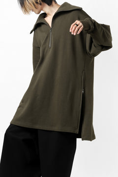画像をギャラリービューアに読み込む, Y's HIGH-COLLAR HALF ZIP SWEAT SHIRT (KHAKI)