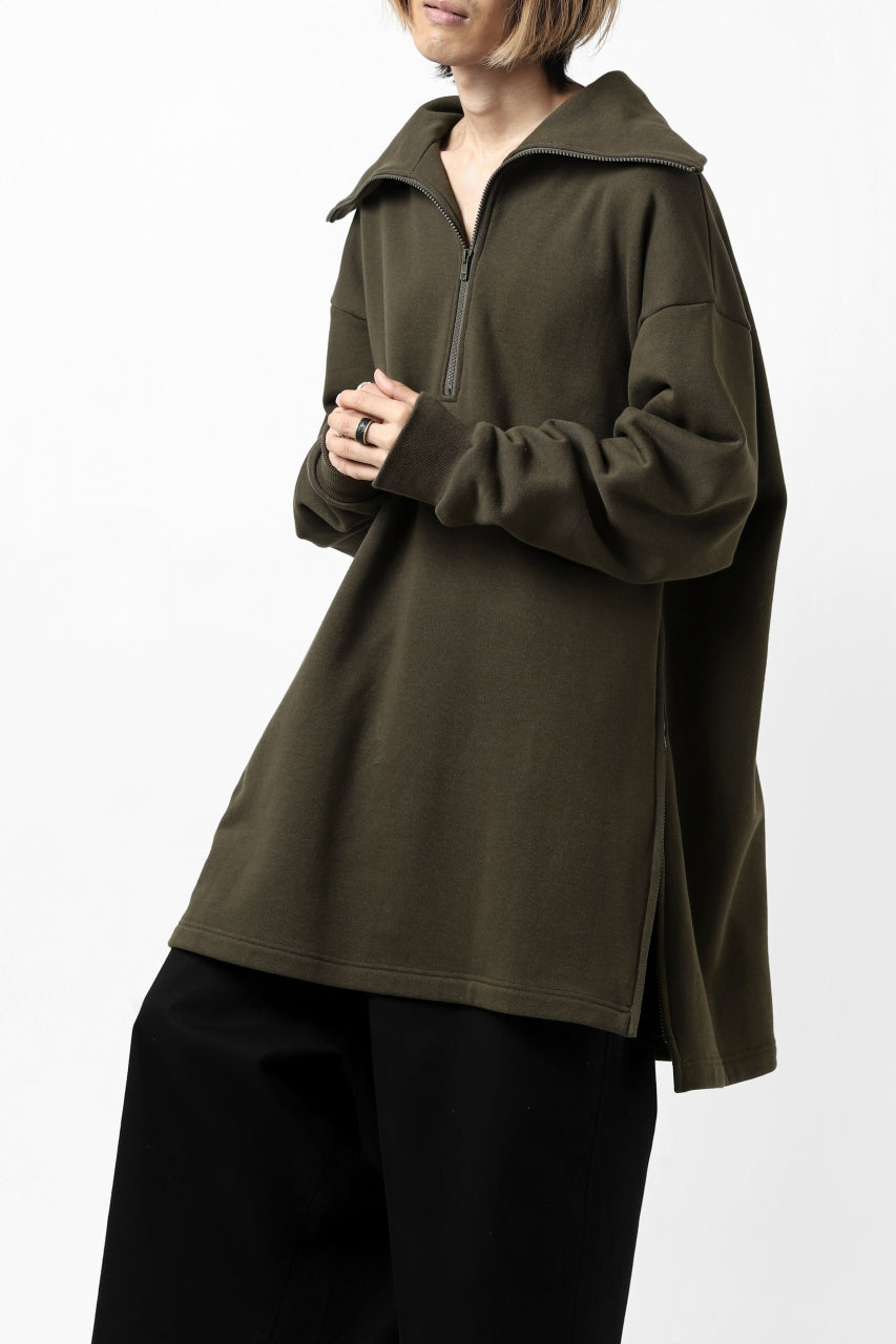 画像をギャラリービューアに読み込む, Y's HIGH-COLLAR HALF ZIP SWEAT SHIRT (KHAKI)