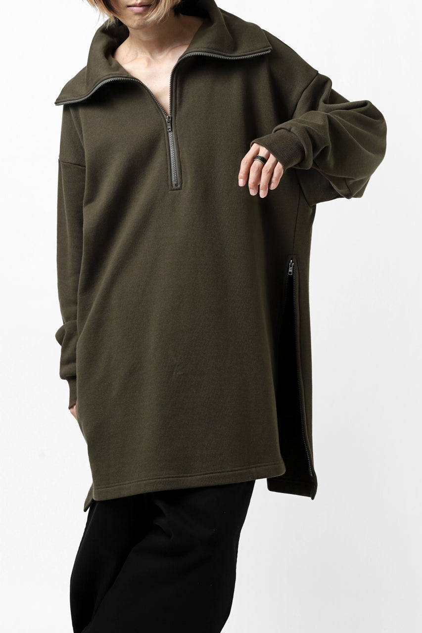 画像をギャラリービューアに読み込む, Y's HIGH-COLLAR HALF ZIP SWEAT SHIRT (KHAKI)
