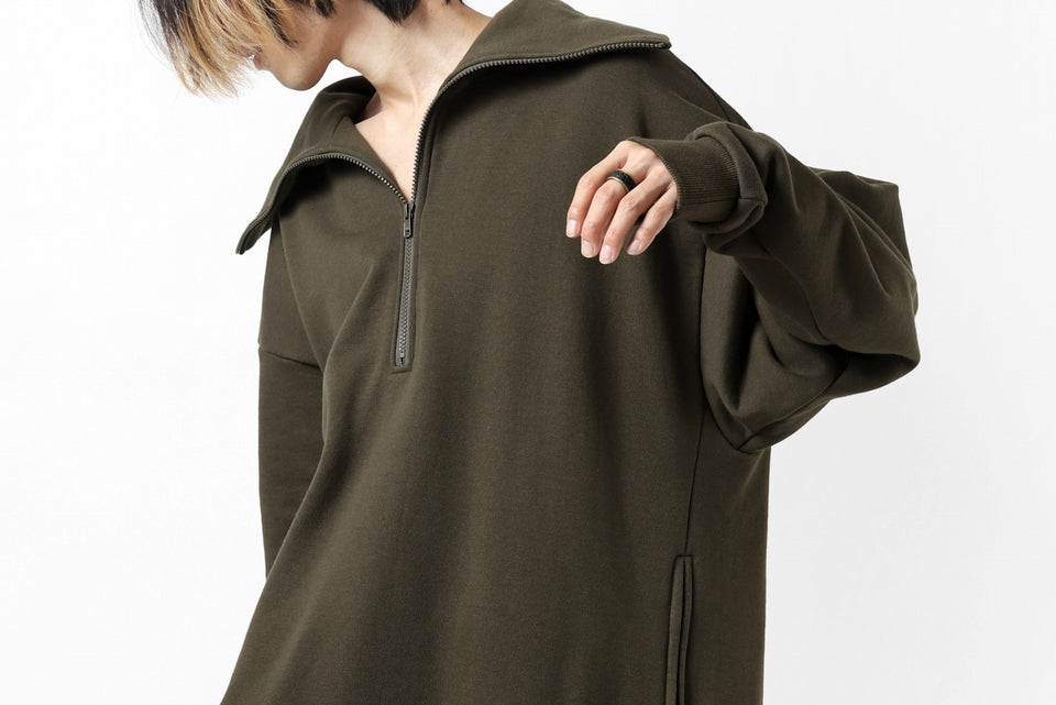 画像をギャラリービューアに読み込む, Y's HIGH-COLLAR HALF ZIP SWEAT SHIRT (KHAKI)