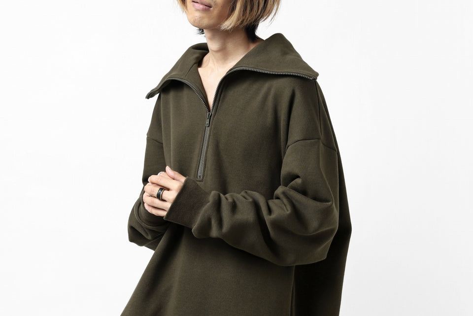 画像をギャラリービューアに読み込む, Y's HIGH-COLLAR HALF ZIP SWEAT SHIRT (KHAKI)