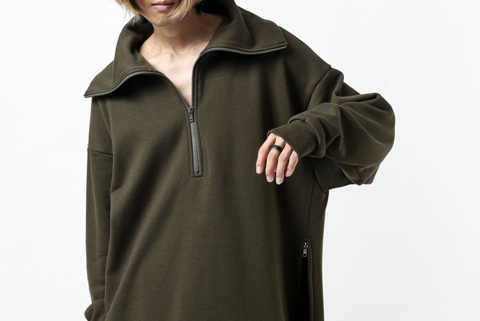 画像をギャラリービューアに読み込む, Y's HIGH-COLLAR HALF ZIP SWEAT SHIRT (KHAKI)
