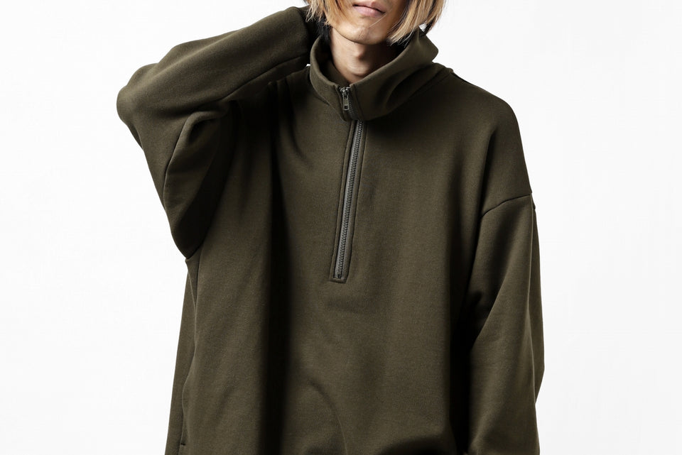 画像をギャラリービューアに読み込む, Y's HIGH-COLLAR HALF ZIP SWEAT SHIRT (KHAKI)