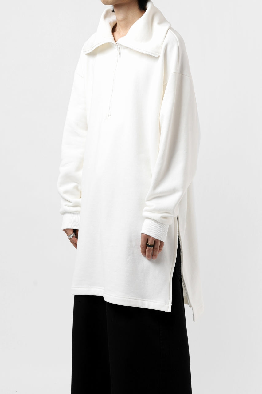 画像をギャラリービューアに読み込む, Y's HIGH-COLLAR HALF ZIP SWEAT SHIRT (WHITE)