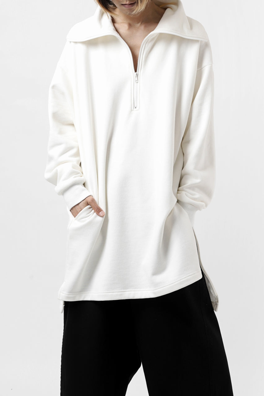 画像をギャラリービューアに読み込む, Y's HIGH-COLLAR HALF ZIP SWEAT SHIRT (WHITE)