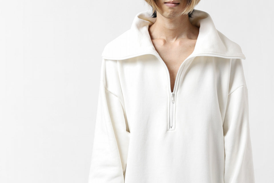 画像をギャラリービューアに読み込む, Y's HIGH-COLLAR HALF ZIP SWEAT SHIRT (WHITE)