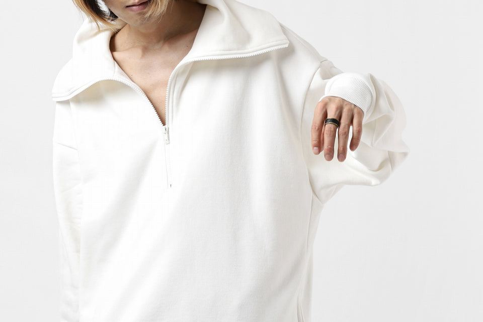 画像をギャラリービューアに読み込む, Y's HIGH-COLLAR HALF ZIP SWEAT SHIRT (WHITE)